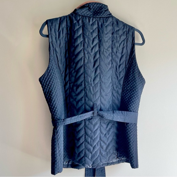 Naranka Quilted Belted Vest w/ Cognac Leather Trim - Picture 3 of 4